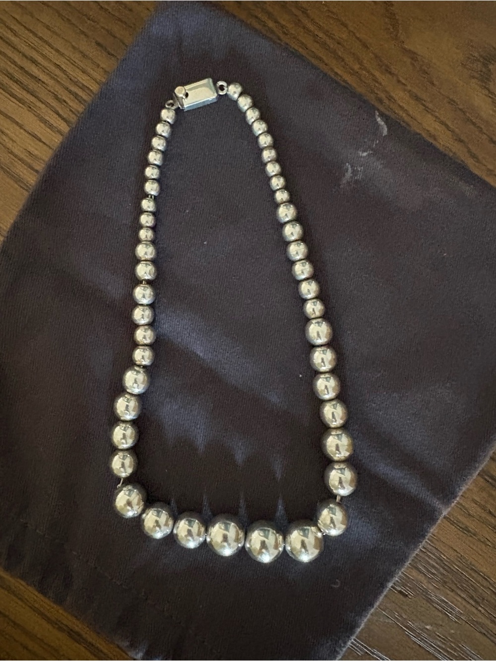 Sterling Silver Beaded Necklace - Silver - Picture 3 of 3